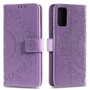 For Huawei P40 Totem Flower Embossed Horizontal Flip TPU + PU Leather Case with Holder & Card Slots & Wallet(Purple)