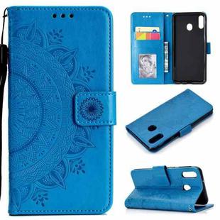 For Huawei P40 Lite E / Y7p Totem Flower Embossed Horizontal Flip TPU + PU Leather Case with Holder & Card Slots & Wallet(Blue)