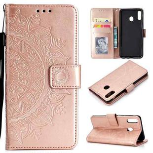 For Huawei P40 Lite E / Y7p Totem Flower Embossed Horizontal Flip TPU + PU Leather Case with Holder & Card Slots & Wallet(Rose Gold)