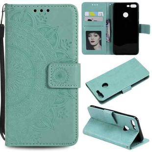 For Huawei Honor 9 Lite Totem Flower Embossed Horizontal Flip TPU + PU Leather Case with Holder & Card Slots & Wallet(Green)