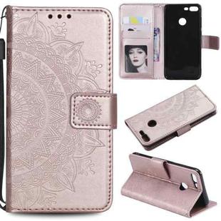 For Huawei Honor 9 Lite Totem Flower Embossed Horizontal Flip TPU + PU Leather Case with Holder & Card Slots & Wallet(Rose Gold)