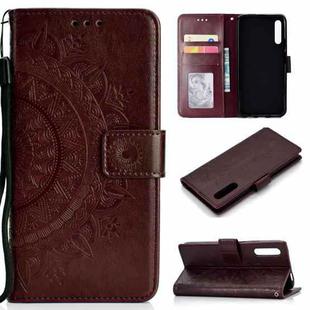 For Huawei Honor 9X Totem Flower Embossed Horizontal Flip TPU + PU Leather Case with Holder & Card Slots & Wallet(Brown)