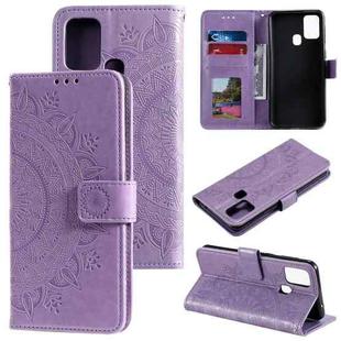 For Huawei Honor 9X Lite Totem Flower Embossed Horizontal Flip TPU + PU Leather Case with Holder & Card Slots & Wallet(Purple)
