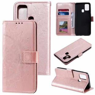 For Huawei Honor 9X Lite Totem Flower Embossed Horizontal Flip TPU + PU Leather Case with Holder & Card Slots & Wallet(Rose Gold)