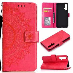 For Huawei Honor 20 Totem Flower Embossed Horizontal Flip TPU + PU Leather Case with Holder & Card Slots & Wallet(Red)