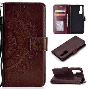 For Huawei Honor 20 Pro Totem Flower Embossed Horizontal Flip TPU + PU Leather Case with Holder & Card Slots & Wallet(Brown)