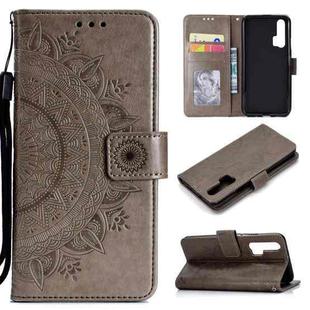 For Huawei Honor 20 Pro Totem Flower Embossed Horizontal Flip TPU + PU Leather Case with Holder & Card Slots & Wallet(Grey)