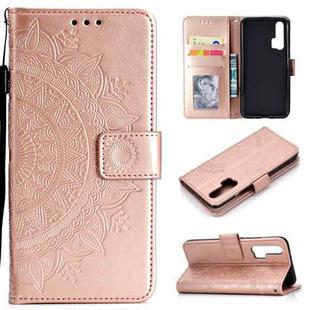 For Huawei Honor 20 Pro Totem Flower Embossed Horizontal Flip TPU + PU Leather Case with Holder & Card Slots & Wallet(Rose Gold)