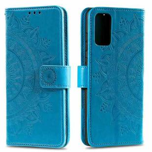 For Huawei Y5p Totem Flower Embossed Horizontal Flip TPU + PU Leather Case with Holder & Card Slots & Wallet(Blue)