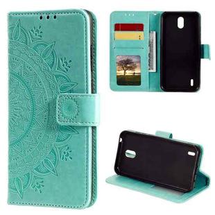 For Nokia 1.3 Totem Flower Embossed Horizontal Flip TPU + PU Leather Case with Holder & Card Slots & Wallet(Green)