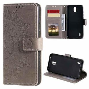 For Nokia 1.3 Totem Flower Embossed Horizontal Flip TPU + PU Leather Case with Holder & Card Slots & Wallet(Grey)