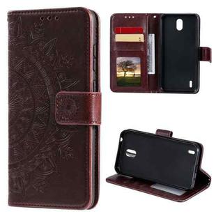 For Nokia 1.3 Totem Flower Embossed Horizontal Flip TPU + PU Leather Case with Holder & Card Slots & Wallet(Brown)