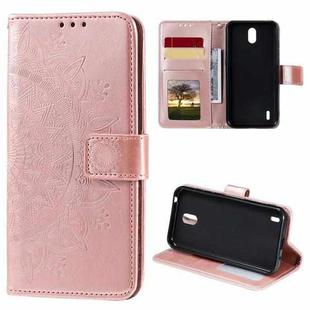 For Nokia 1.3 Totem Flower Embossed Horizontal Flip TPU + PU Leather Case with Holder & Card Slots & Wallet(Rose Gold)