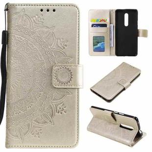 For Nokia 2.4 Totem Flower Embossed Horizontal Flip TPU + PU Leather Case with Holder & Card Slots & Wallet(Gold)