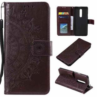 For Nokia 2.4 Totem Flower Embossed Horizontal Flip TPU + PU Leather Case with Holder & Card Slots & Wallet(Brown)