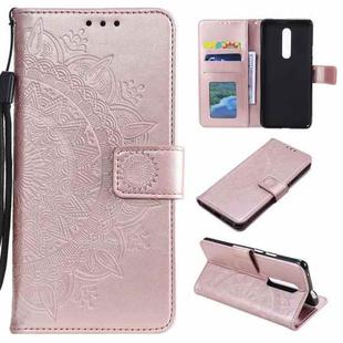For Nokia 2.4 Totem Flower Embossed Horizontal Flip TPU + PU Leather Case with Holder & Card Slots & Wallet(Rose Gold)
