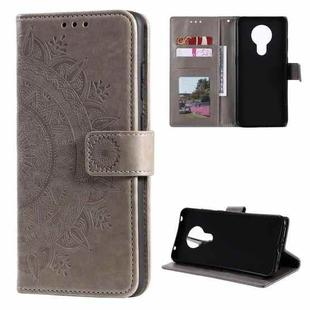 For Nokia 3.4 Totem Flower Embossed Horizontal Flip TPU + PU Leather Case with Holder & Card Slots & Wallet(Grey)