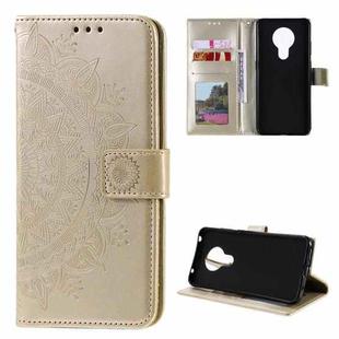 For Nokia 3.4 Totem Flower Embossed Horizontal Flip TPU + PU Leather Case with Holder & Card Slots & Wallet(Gold)