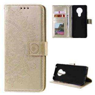 For Nokia 5.3 Totem Flower Embossed Horizontal Flip TPU + PU Leather Case with Holder & Card Slots & Wallet(Gold)