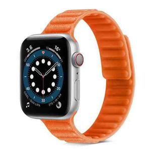 Litchi Texture Silicone Loopback Watch Band For Apple Watch Series 7 45mm / 6 & SE & 5 & 4 44mm / 3 & 2 & 1 42mm(Sunset)