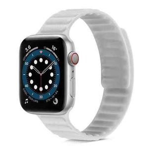 Litchi Texture Silicone Loopback Watch Band For Apple Watch Series 7 45mm / 6 & SE & 5 & 4 44mm / 3 & 2 & 1 42mm(White)