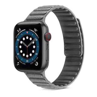 Litchi Texture Silicone Loopback Watch Band For Apple Watch Series 7 45mm / 6 & SE & 5 & 4 44mm / 3 & 2 & 1 42mm(Grey)