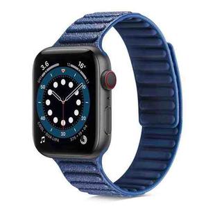 Litchi Texture Silicone Loopback Watch Band For Apple Watch Series 7 45mm / 6 & SE & 5 & 4 44mm / 3 & 2 & 1 42mm(Midnight Blue)