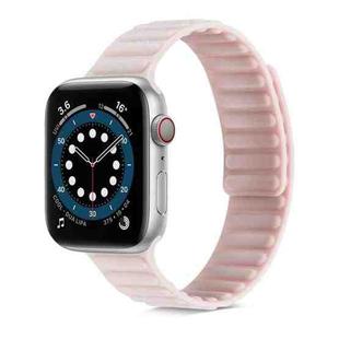Litchi Texture Silicone Loopback Watch Band For Apple Watch Series 7 41mm / 6 & SE & 5 & 4 40mm / 3 & 2 & 1 38mm(Rose Pink)