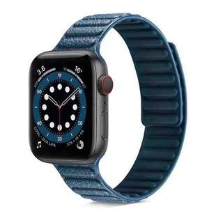 Litchi Texture Silicone Loopback Watch Band For Apple Watch Series 7 41mm / 6 & SE & 5 & 4 40mm / 3 & 2 & 1 38mm(Dark Blue)