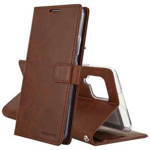 For Samsung Galaxy A42 5G GOOSPERY BLUE MOON DIARY Crazy Horse Texture Horizontal Flip Leather Case With Bracket & Card Slot & Wallet(Dark Brown)