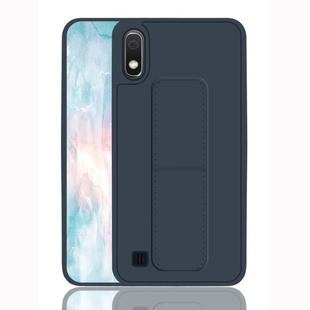 For Galaxy A10 / M10 Shockproof PC + TPU Protective Case with Wristband & Holder(Dark Blue)