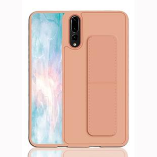 For Huawei P20 Shockproof PC + TPU Protective Case with Wristband & Holder(Rose Gold)