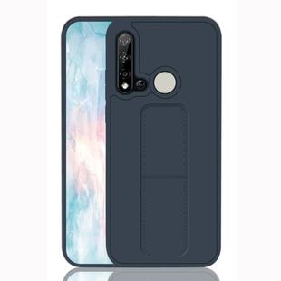 For Huawei P20 Lite Shockproof PC + TPU Protective Case with Wristband & Holder(Dark Blue)