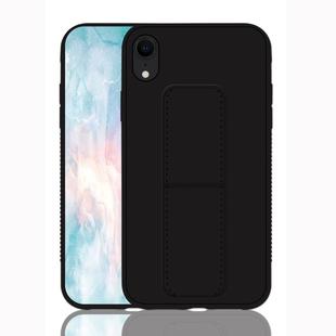 For iPhone XR Shockproof PC + TPU Protective Case with Wristband & Holder(Black)