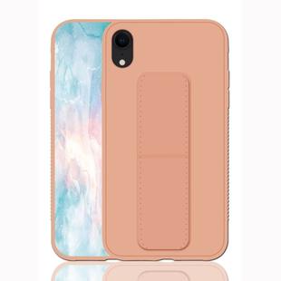 For iPhone XR Shockproof PC + TPU Protective Case with Wristband & Holder(Rose Gold)