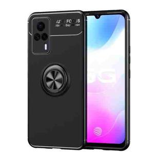 For vivo S9e Metal Ring Holder 360 Degree Rotating TPU Case(Black+Black)