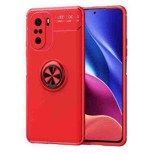 For Xiaomi Redmi K40 Metal Ring Holder 360 Degree Rotating TPU Case(Red+Red)