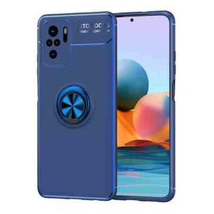 For Xiaomi Redmi Note 10 Metal Ring Holder 360 Degree Rotating TPU Case(Blue+Blue)