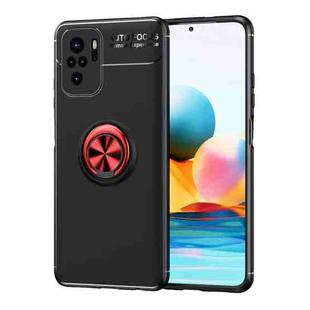 For Xiaomi Redmi Note 10 Metal Ring Holder 360 Degree Rotating TPU Case(Black+Red)