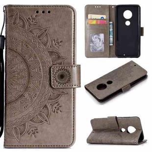 For Motorola Moto G7 Totem Flower Embossed Horizontal Flip TPU + PU Leather Case with Holder & Card Slots & Wallet(Grey)