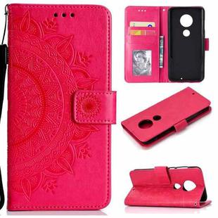 For Motorola Moto G7 Totem Flower Embossed Horizontal Flip TPU + PU Leather Case with Holder & Card Slots & Wallet(Red)