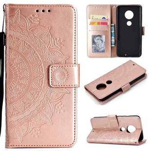 For Motorola Moto G7 Totem Flower Embossed Horizontal Flip TPU + PU Leather Case with Holder & Card Slots & Wallet(Rose Gold)