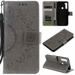 For Motorola Moto G8 Power Totem Flower Embossed Horizontal Flip TPU + PU Leather Case with Holder & Card Slots & Wallet(Grey)