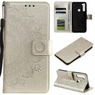 For Motorola Moto G8 Power Totem Flower Embossed Horizontal Flip TPU + PU Leather Case with Holder & Card Slots & Wallet(Gold)