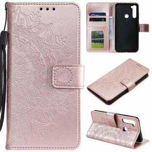 For Motorola Moto G8 Power Totem Flower Embossed Horizontal Flip TPU + PU Leather Case with Holder & Card Slots & Wallet(Rose Gold)