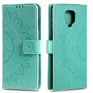 For Motorola Moto G9 Play Totem Flower Embossed Horizontal Flip TPU + PU Leather Case with Holder & Card Slots & Wallet(Green)