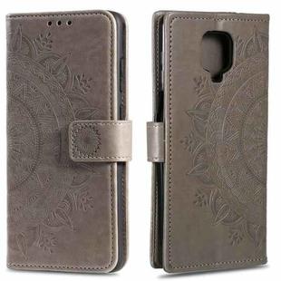 For Motorola Moto G9 Play Totem Flower Embossed Horizontal Flip TPU + PU Leather Case with Holder & Card Slots & Wallet(Grey)