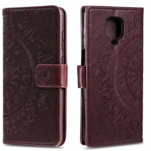 For Motorola Moto G9 Play Totem Flower Embossed Horizontal Flip TPU + PU Leather Case with Holder & Card Slots & Wallet(Brown)