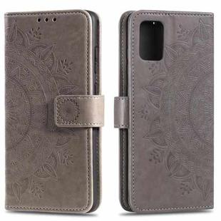 For Motorola Moto G9 Plus Totem Flower Embossed Horizontal Flip TPU + PU Leather Case with Holder & Card Slots & Wallet(Grey)