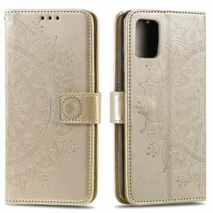 For Motorola Moto G9 Plus Totem Flower Embossed Horizontal Flip TPU + PU Leather Case with Holder & Card Slots & Wallet(Gold)